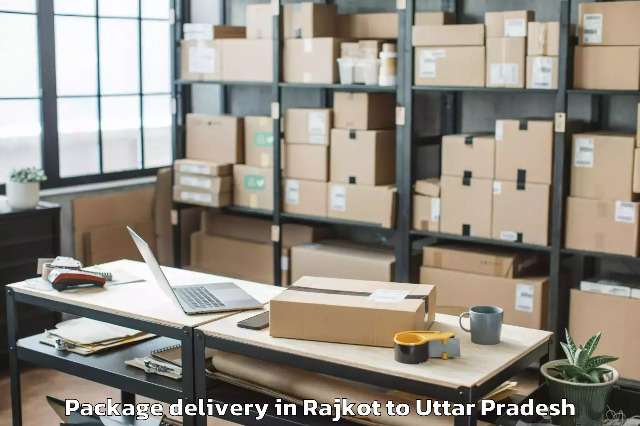 Trusted Rajkot to Abhilashi University Noida Package Delivery